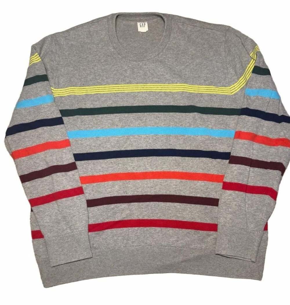 Gap Striped Crewneck Sweater Size XL Gray Multi